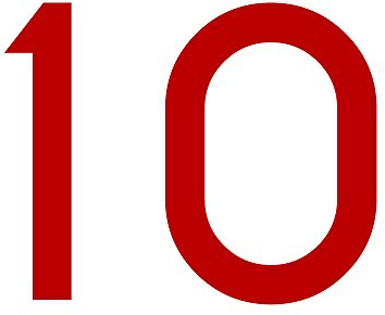 Zahl 10 in rot, 30 cm großer Sticker, wetterfeste Klebezahl | Selbstklebende Klebefolie für Hausnummern an Tür, Tor, Garage, Schaufenster und allen glatten Oberflächen