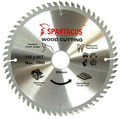 Spartacus 184mm Diameter x 60 Teeth x 30 Bore Wood Cutting Circular Saw Blade