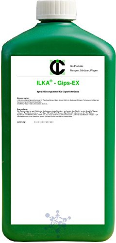 ILKA® - Gips-Ex gegen Gipsrückstände und Gipsschleier | 1ltr | Intensivreiniger und Enferner von Gipsresten | speziell entwickelt für Alu-, Glas-, Farb- und Gummi-oberflächen