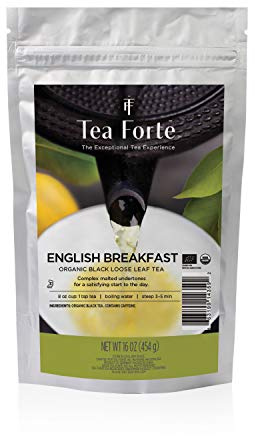 Tea Forté English Breakfast | Té Negro Organico Premium | Hojas enteras | Zip Bag 454 gr