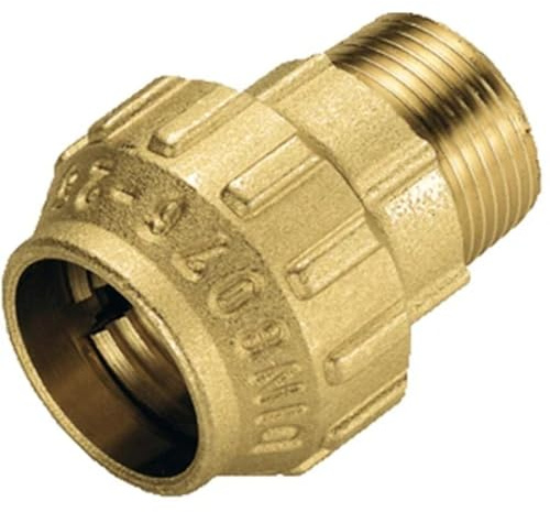 Raccordo diritto M in ottone Tiemme 2 x63mm per tubi in polietilene