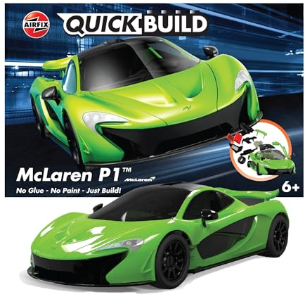 Airfix QUICKBUILD Model Car Kit - McLaren P1 Green Car Building Kit for Kids 6+, Construction Toys for Boys & Girls, No Glue Model Making - Classic Car Gifts Plastic Model Kits