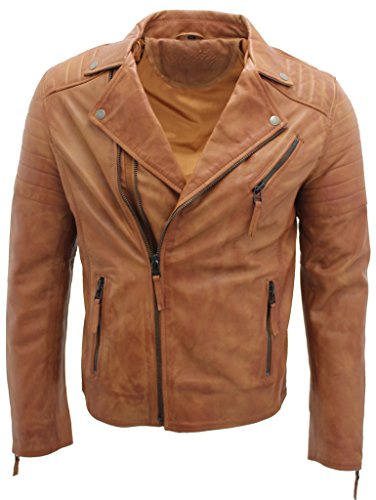 Infinity Croce abbronzarsi Zip Brando Pelle Chiodo Uomo 2XL