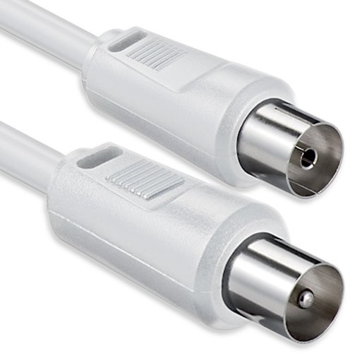 1aTTack.de Cavo antenna 5,0 metri 2x spina coassiale schermata > presa coassiale bianco St-Ku 75db