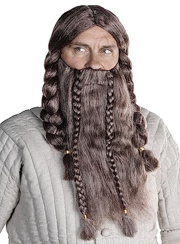 Fantasieprodukte Zwergenbart-Set mit Perücke, Synthetik, Lockig, Cosplay-Accessoires, Perücken-Set, Einheitsgröße