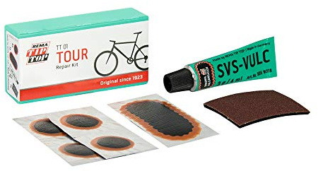 Rema TIP TOP #21 Standard Bicycle Inner Tube Patch Repair Kit, Compact Vulcanizing Tire Repair Kit for Roadside and Shop Tube Repairs