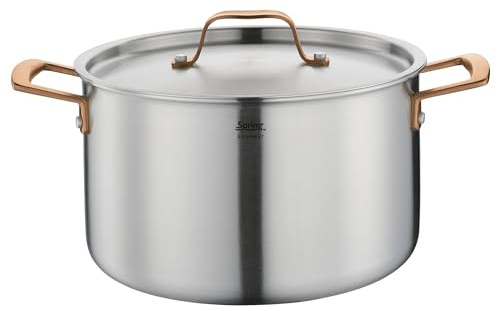 Spring Kochtopf GOURMET, mehrschichtiger Topf mit Deckel aus Edelstahl, backofengeeignet, mit Innenskalierung, Ø 24 cm, Höhe 14 cm, 6,5 Liter, roségold