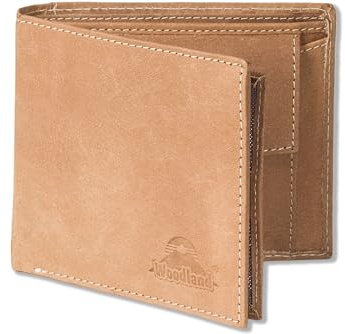 LEDERGELDBÖRSE von Woodland 11 Kreditkartenfächer Weiches BÜFFELLEDER Hellbraun/Vintage Look