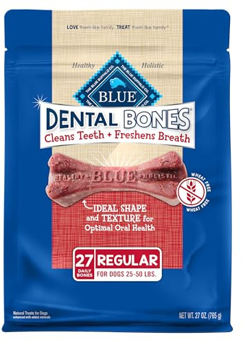 Blue Buffalo Dental Bones Regular Natural Dental Chew Dog Treats Bag Value Pack