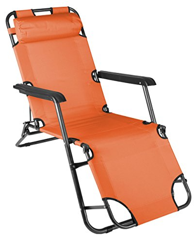 Nexos klappbare Sonnenliege Relaxliege Liegestuhl Klappliege Stahl (Orange)