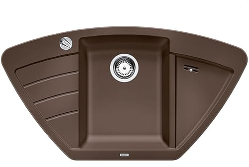 BLANCO ZIA 9 E – Lavello ad angolo da cucina per basi ad angolo di 90 cm o per basi di lavello con larghezza di 60 cm – SILGRANIT – Marrone – 515073