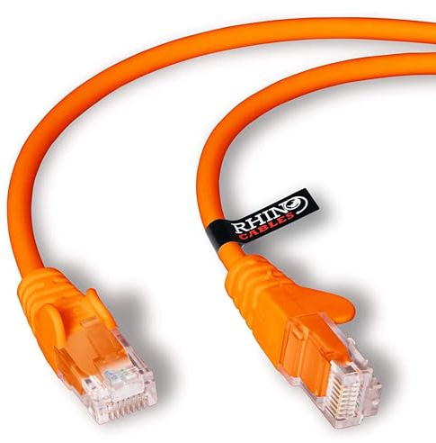 rhinocables CAT 6 High-Speed Gigabit Ethernet Cable - Patch Network Lead for LAN| Snagless UTP With LSZH Jacket | RJ45 Connector - Internet, Router, Modem, SmartTV, PC & More (50cm, Orange, Pack of 1)