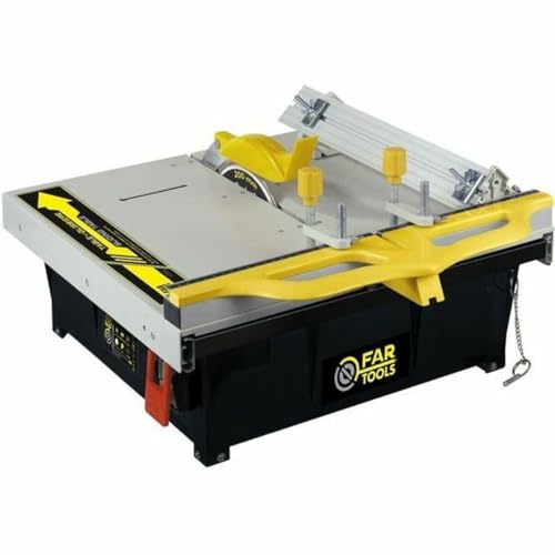 Fartools Coupe Carrelage 550W table sur glissière radiale 485x435mm pour sécurité et confort, disque Ø200x22,2x1,8mm, capacité de coupe 30mm