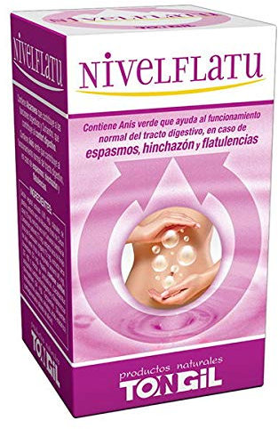 Nivelflatu 30 cápsulas | Carbón vegetal, Hinojo, Anís Verde, Bromelaína, Papaína y Fermentos Lácticos | Espasmos, Hinchazon y Flatulencias | TONGIL