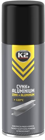 K2 Zink + Aluminium Spray, Temperatur hitzebeständig bis 120°C, Korrosionsschutz, Rostschutz, Zinkspray 400ml