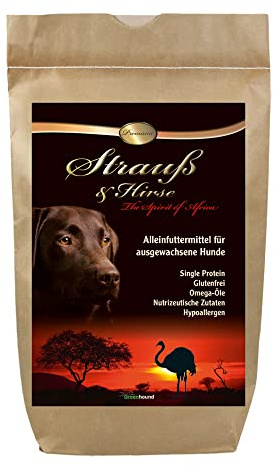 Schecker Trockenfutter - Strauß & Hirse Premium - Strauss - hypoallergen - für Junghunde - Adult und Seniorhunde - 3 kg