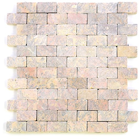 DIVERO 11 Fliesenmatten Naturstein-Mosaik aus Marmor für Wand und Boden zartrosa á 29 x 32 cm