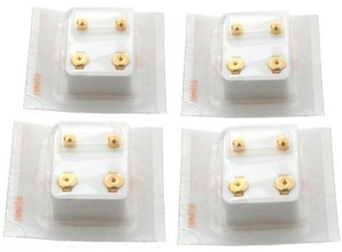 Studex 24K Gold Earrings Plated Ball Stud Piercing Jewelry, Pack of 4 Pairs