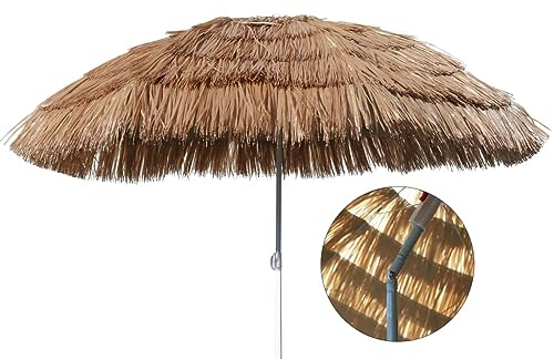 Hi Sombrilla de Playa Hawaï Artículos de Exteriores Terraza Patio Porche Piscina Decoración Diseño Sombra Jardín Quitasol Parasol 160 cm Beige