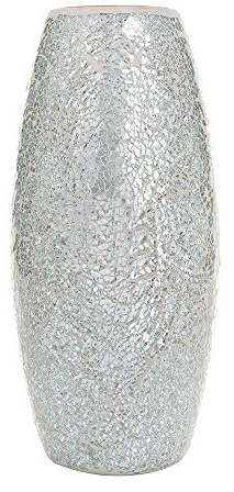 Vases pour Fleurs Fait Main mosaïque Paillettes Vase décoratif en Verre Brillant Cadeau Cadeau (Argent)
