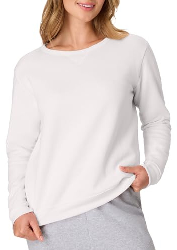 Hanes Women's EcoSmart Crewneck Sweatshirt, White, X Large