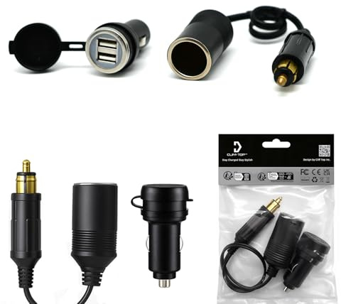 Cliff Top Hella (DIN) zu Standard Zigarettenanzünder Adapter + 3.3 Amp Dual USB Ladegerät