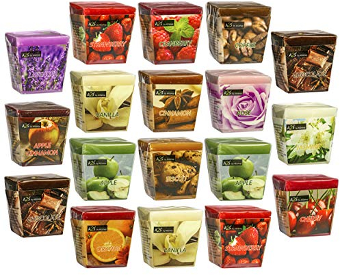 A2S All2shop Lot de 18 bougies parfumées votives, assortiment de parfums purs pour relaxation et aromathérapie (18 parfums assortis, normal)