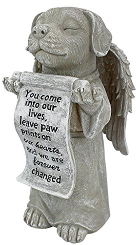 Design Toscano Hundefigur „Paw Prints in Our Hearts“, grau, 11,5 x 12,5 x 24 cm, QL59384