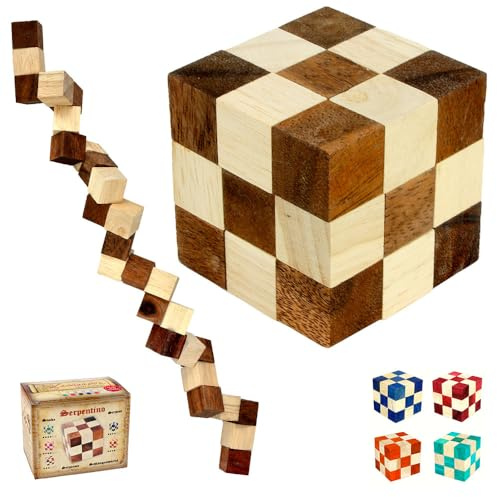 Logica Juegos Art. Serpiente – Rompecabezas lógicas 3D – Dificultad 3/6 Difícil – Rompecabezas de Madera – Colección Leonardo da Vinci
