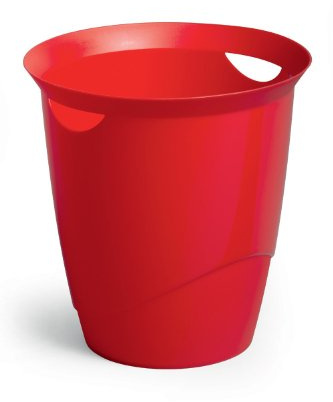 Durable 1701710080 Trend Corbeille à Papier Bureau Poignées Intégrées Plastique Rouge Opaque 16 Litres Hauteur 33cm