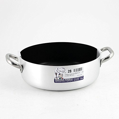 Casseruola Bassa Antiaderente con Maniglie Inox Agnelli Cm.28 cod.ALSA106S28