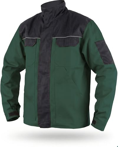 TMG Arbeitsjacke Herren mit reflektierenden Streifen – auch in Übergrößen erhältlich - atmungsaktiv & winddicht, viele Taschen und Bewegungsfreiheit für Baustelle, Werkstatt oder Alltag