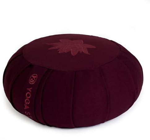Yoga Studio Zafu Coussin de méditation rond plissé - Motif feuille de lotus