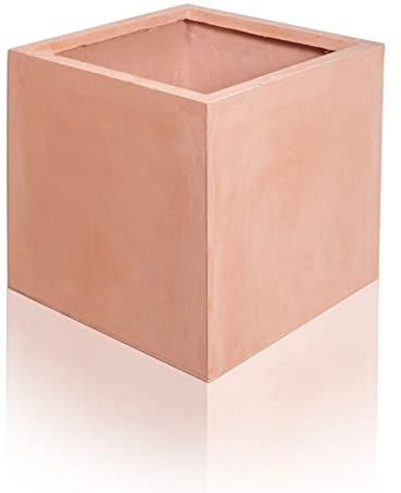 Primrose Outdoor Fibrecotta Terracotta Cube Garden Planter Pots Small 23cm³