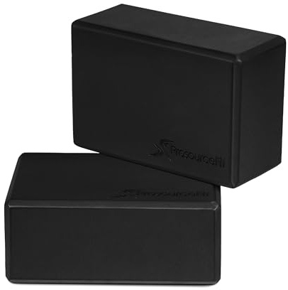 ProsourceFit foam yoga block, hög densitet Eva yoga klossar 10 x 15 cm x 20 cm (set med 2), svart