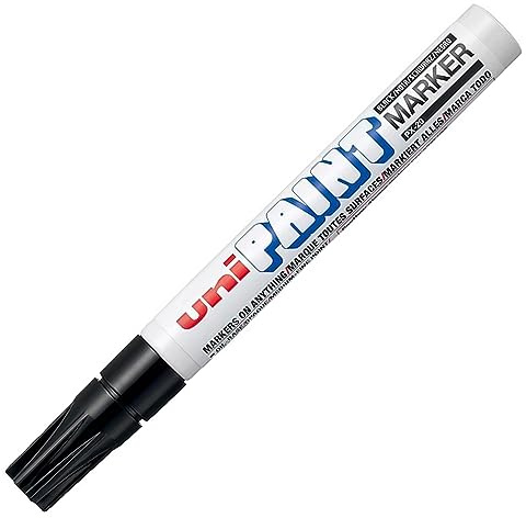 Uni Coloured Medium (2.2-2.8mm) PX-20 Black Oil Paint Marker Pen Metal Glass Wood Plastic Stone Outdoor Bullet Nib Tip (Pack Of 1)