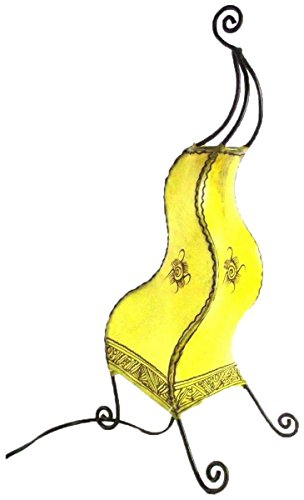 orientale lampada a stelo marokkanische Henna lampada Pelle lampada da tavolo lampada da terra piantana Orient essao uira sole 50 cm, Gelb, E14 40.0 wattsW