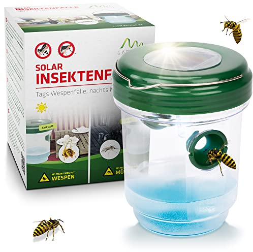 GARDIGO® Trappola Vespe e Antizanzare 2in1 | Luce LED Attira Zanzare | Trappola Calabroni | Insetticida Zanzare Giardino | Anti Vespe da Esterno | Cattura Vespe | Insetticida Moscerini Interno