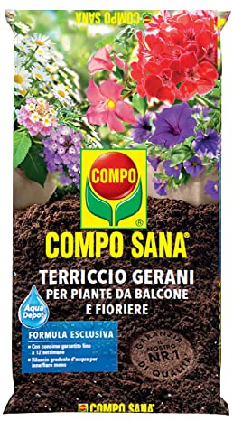 COMPO SANA Terriccio Gerani, Per Piante da Balcone e Fioriere, Sacco 50 L