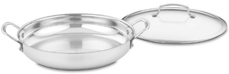 Cuisinart 425-30D Everyday Pan with Lid, Stainless Steel, 12 Inch Contour Cookware, Silver