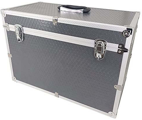 ROC Cases C204 Large Grey Aluminium Flight Case Tool Box 450x310x240mm with Movable Divider and Lid Foam, Storage Chest Photography Camera Equipment Music DJ Gear