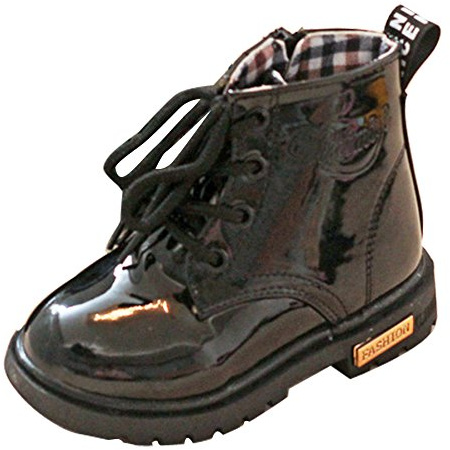 Botas de Tobillo para Bebé, Niño, Niña, Motociclista, Charol, Black, 24 EU