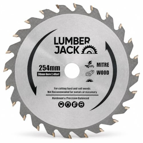 Lumberjack 254mm Circular Saw Blade 24T TCT 30mm Bore Wood Cutting Blade | 254mm 24T TCT saw blade with 30mm bore and 2.4mm kerf for clean, precise cutting across wood