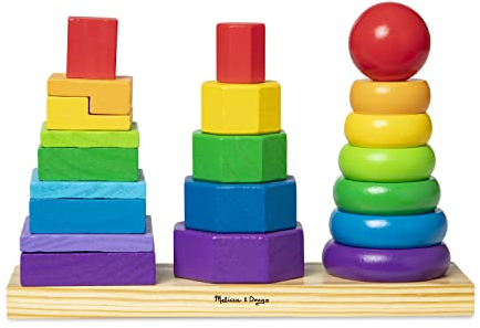 Melissa & Doug - Stapelspielzeug aus Holz, 25-teilig, Motorikspielzeug zum Sortieren und Stapeln, Für Kinder ab 2 Jahren