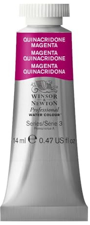 Winsor & Newton 0105545 Professional Aquarellfarbe, lebendige Wasserfarben in Künstlerqualität, hohe Farbbrillanz & Leuchtkraft, lichtecht, Archivqualität, 14ml Tube - Chinacridon Magenta