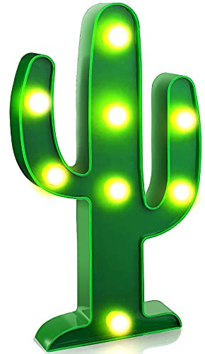 YiaMia Veilleuse LED en forme de cactus - Lampe de table pour chambre d'enfant - Cadeau de fête - Décoration d'intérieur - Vert