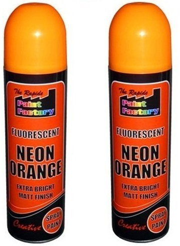2 x ORANGE Fluorescent Neon Spray Paint Matt DIY Interior Exterior Bright Colour Aerosol