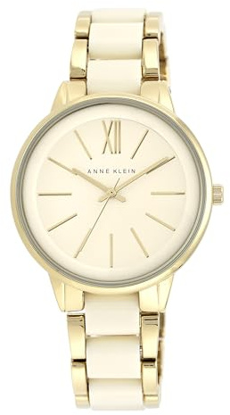 Anne Klein Women's AK/1412IVGB Gold-Tone and Ivory Resin Bracelet Watch
