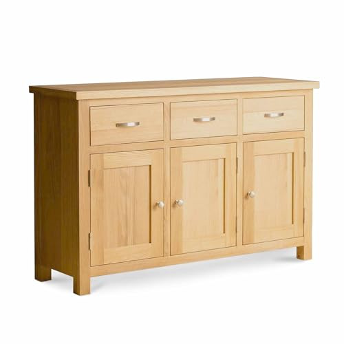 RoselandFurniture London Oak Large Sideboard Cabinet for Living Room
