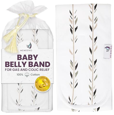 MEMEENO Baby Belly Band for Gas and Colic Baby Relief - Belly Band for Heating Pad for Colic, Heated Tummy Wrap, Feathers